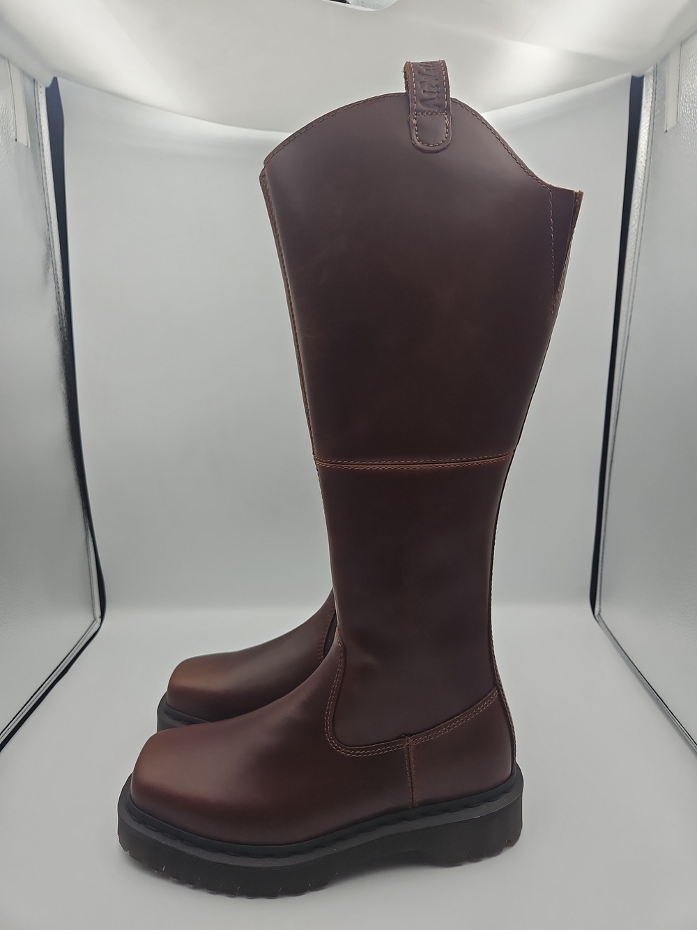 Dr. Martens Women's Tall Brown Leather Heeled Boots